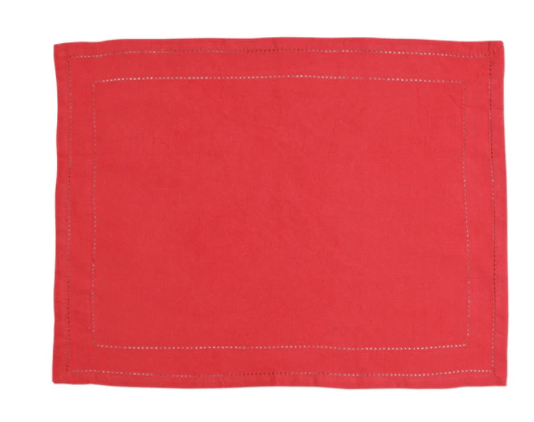 Cotone Linens - Placemats S/4 - Red - Vietri - Home 2 Court