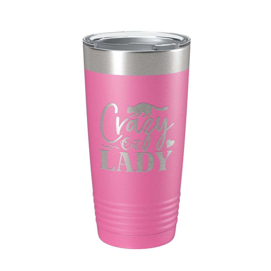 Crazy Cat Lady Tumbler Travel Mug Funny Cat Lover Gift Insulated Laser Engraved Coffee Cup 20 oz - Home 2 Court
