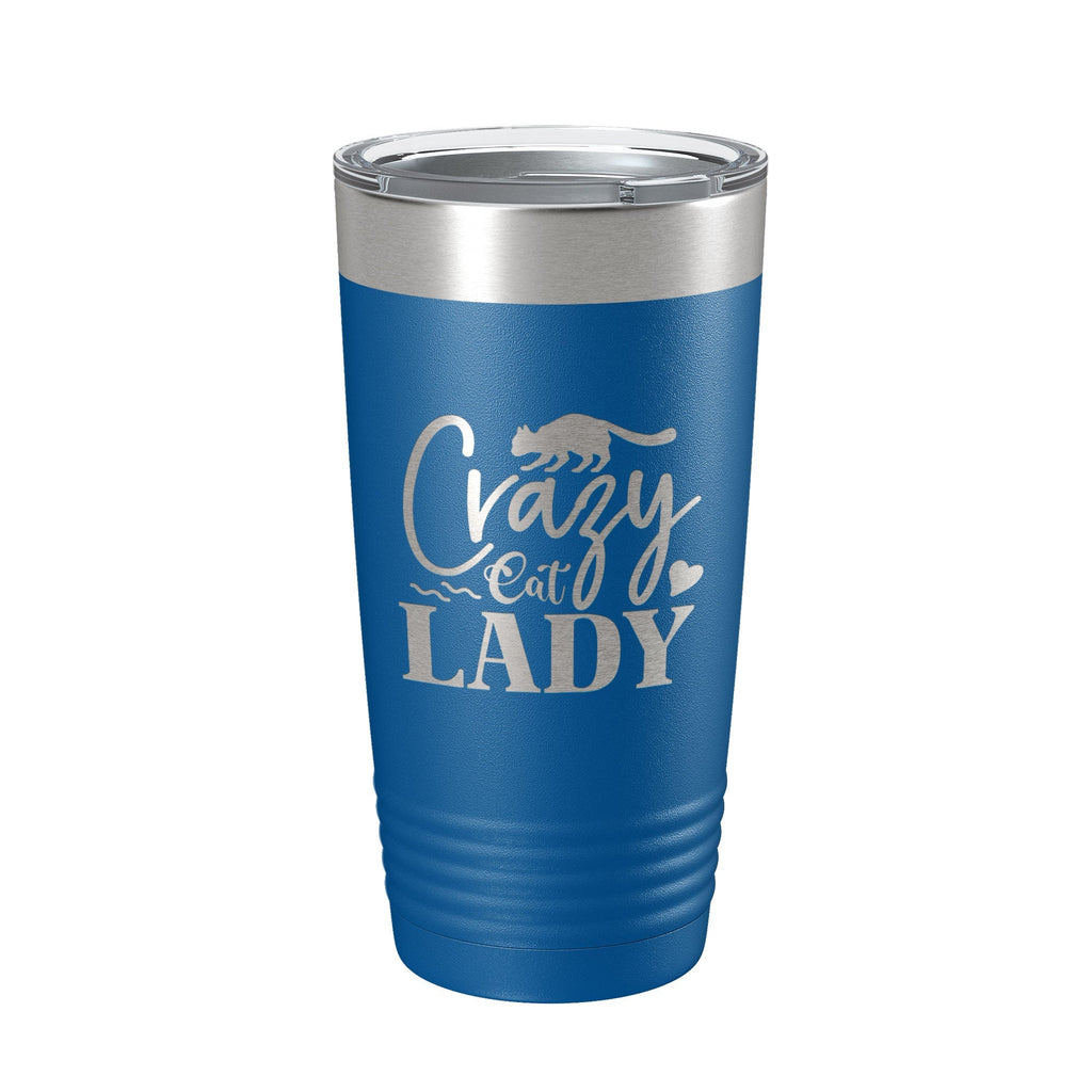Crazy Cat Lady Tumbler Travel Mug Funny Cat Lover Gift Insulated Laser Engraved Coffee Cup 20 oz - Home 2 Court