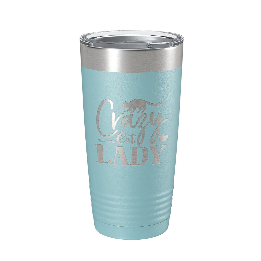 Crazy Cat Lady Tumbler Travel Mug Funny Cat Lover Gift Insulated Laser Engraved Coffee Cup 20 oz - Home 2 Court