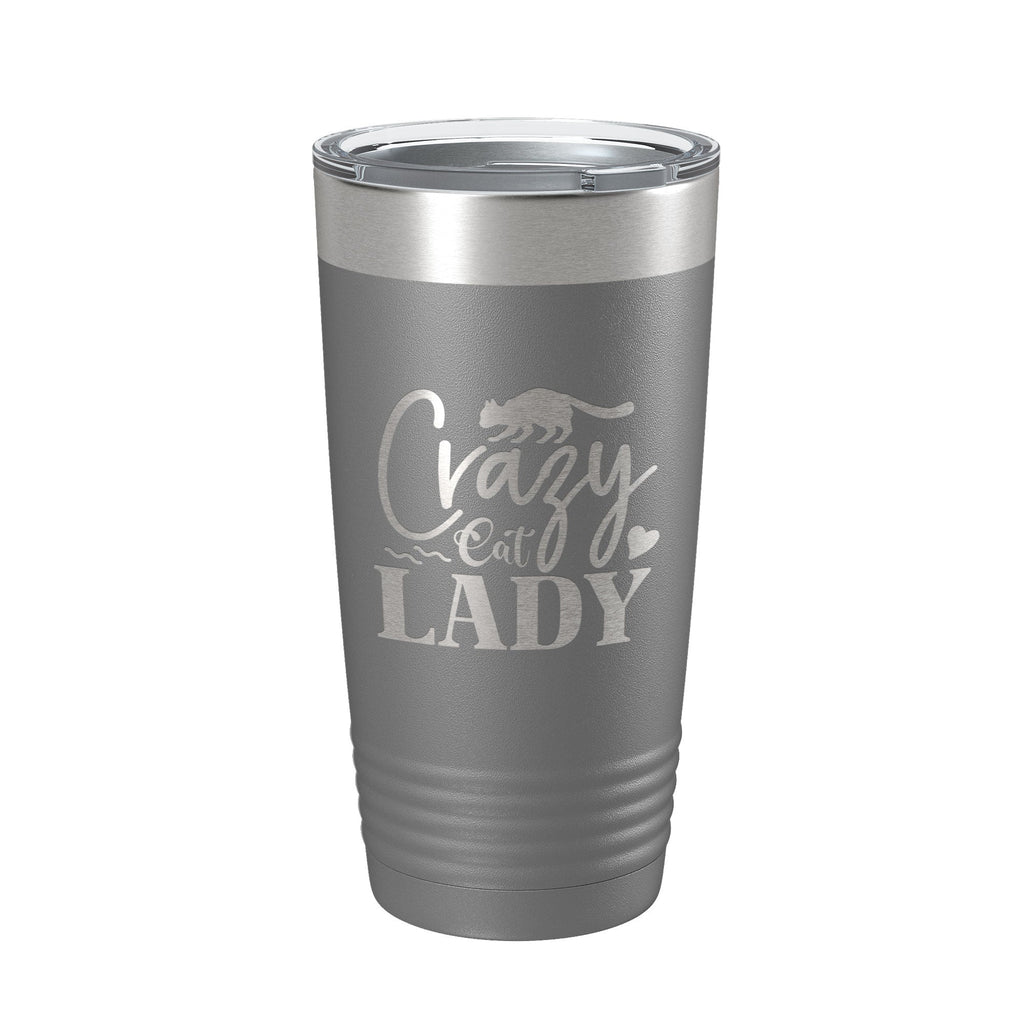 Crazy Cat Lady Tumbler Travel Mug Funny Cat Lover Gift Insulated Laser Engraved Coffee Cup 20 oz - Home 2 Court