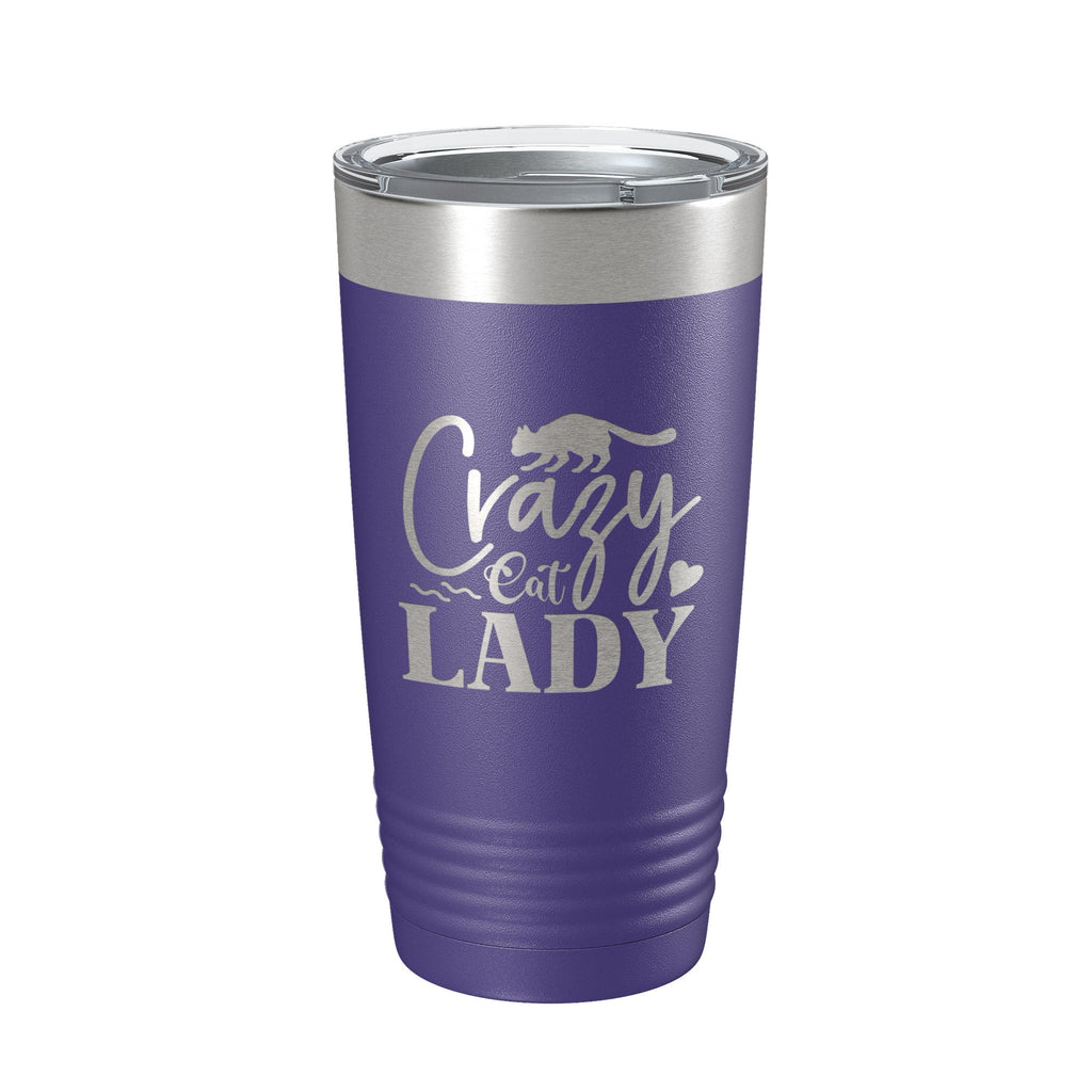 Crazy Cat Lady Tumbler Travel Mug Funny Cat Lover Gift Insulated Laser Engraved Coffee Cup 20 oz - Home 2 Court