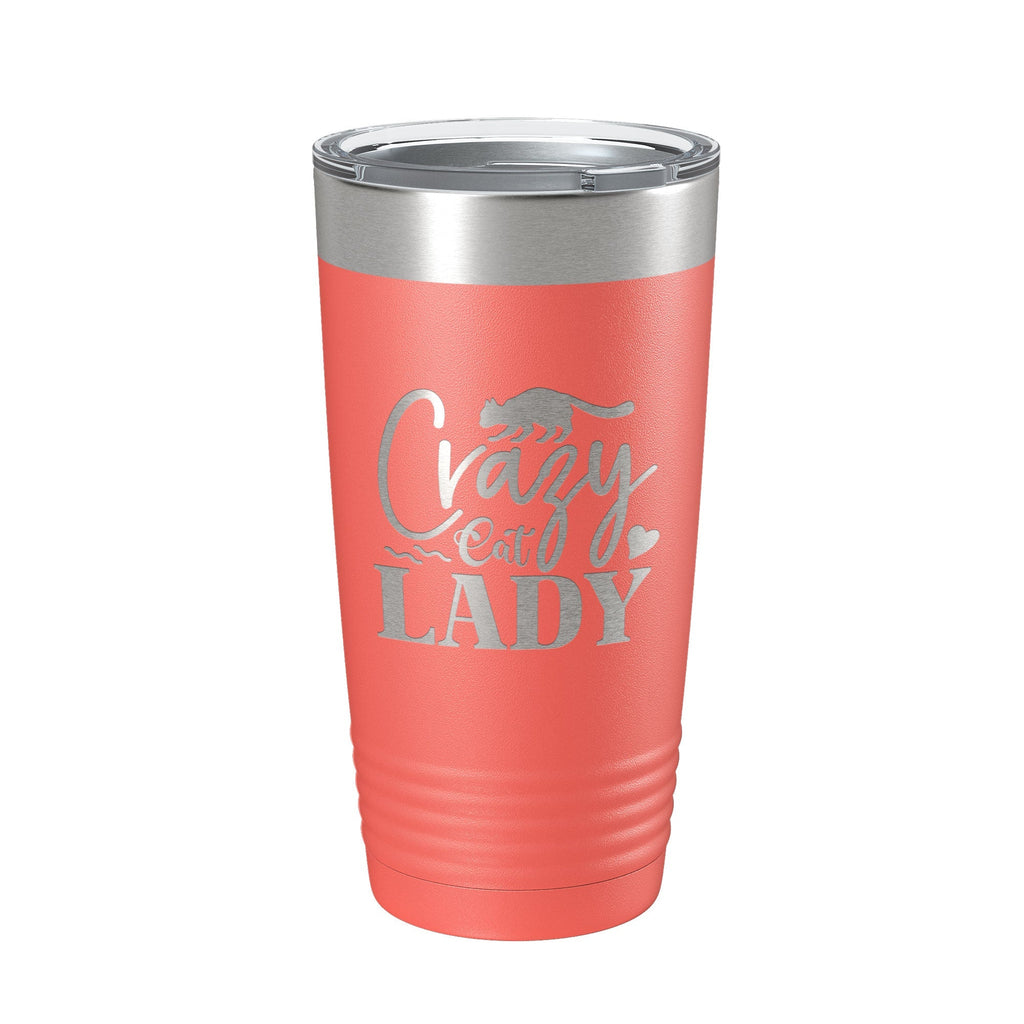 Crazy Cat Lady Tumbler Travel Mug Funny Cat Lover Gift Insulated Laser Engraved Coffee Cup 20 oz - Home 2 Court