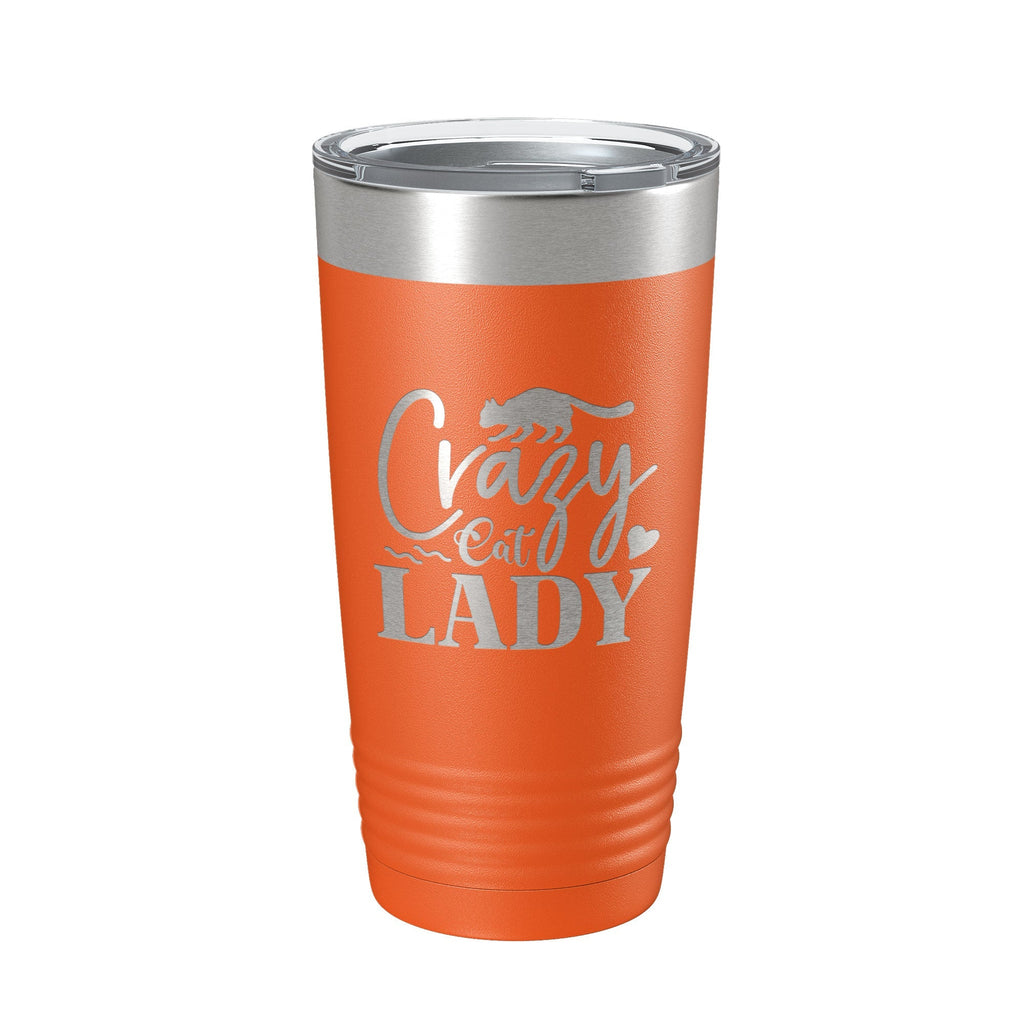 Crazy Cat Lady Tumbler Travel Mug Funny Cat Lover Gift Insulated Laser Engraved Coffee Cup 20 oz - Home 2 Court