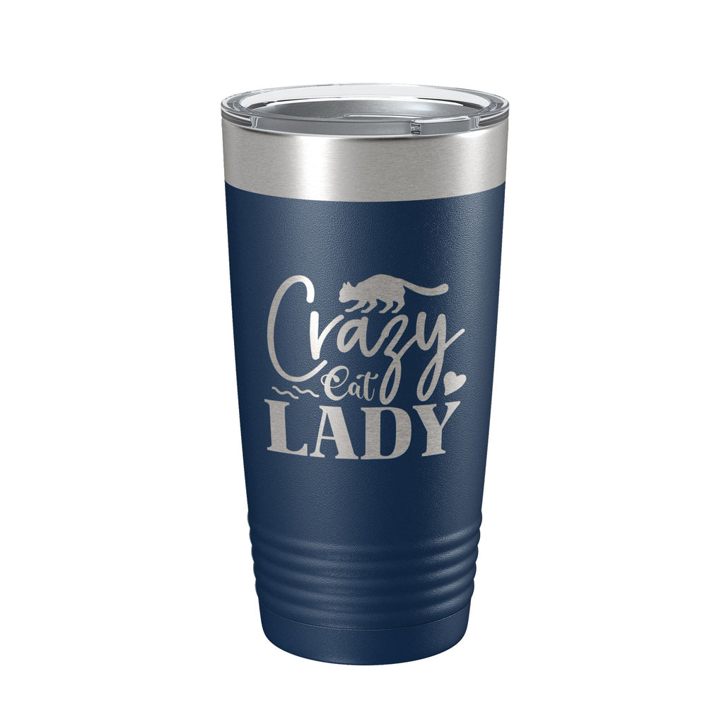 Crazy Cat Lady Tumbler Travel Mug Funny Cat Lover Gift Insulated Laser Engraved Coffee Cup 20 oz - Home 2 Court