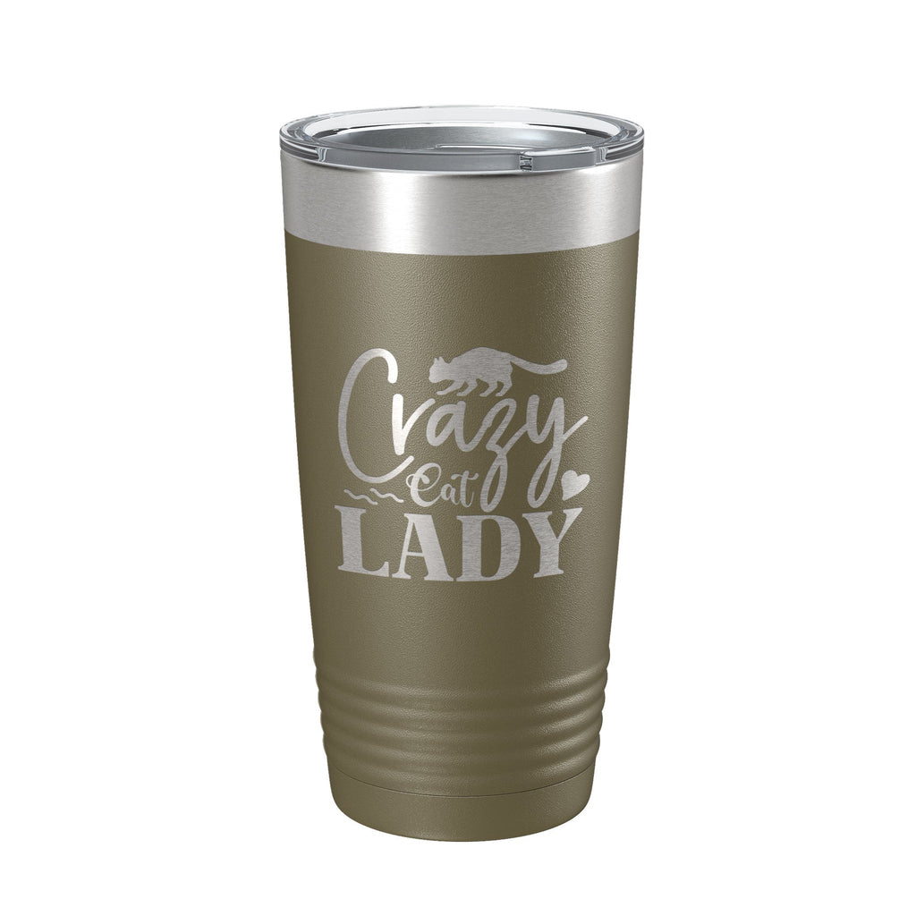 Crazy Cat Lady Tumbler Travel Mug Funny Cat Lover Gift Insulated Laser Engraved Coffee Cup 20 oz - Home 2 Court