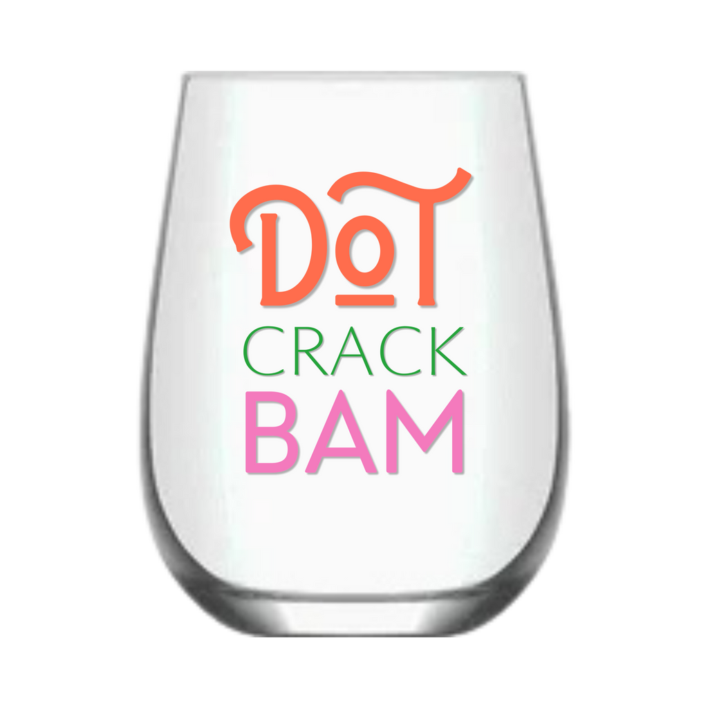 Mahjong Stemless Wine Glass "Dot Crack Bam" - Single 1ct