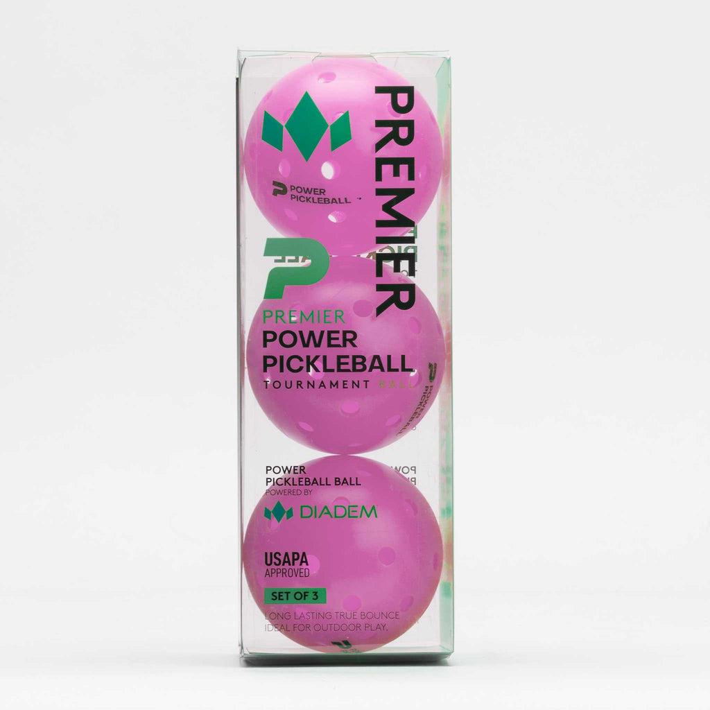 Diadem Premier Power Pickleball Outdoor 3 Pack Pickleball Balls Pink - Home 2 Court