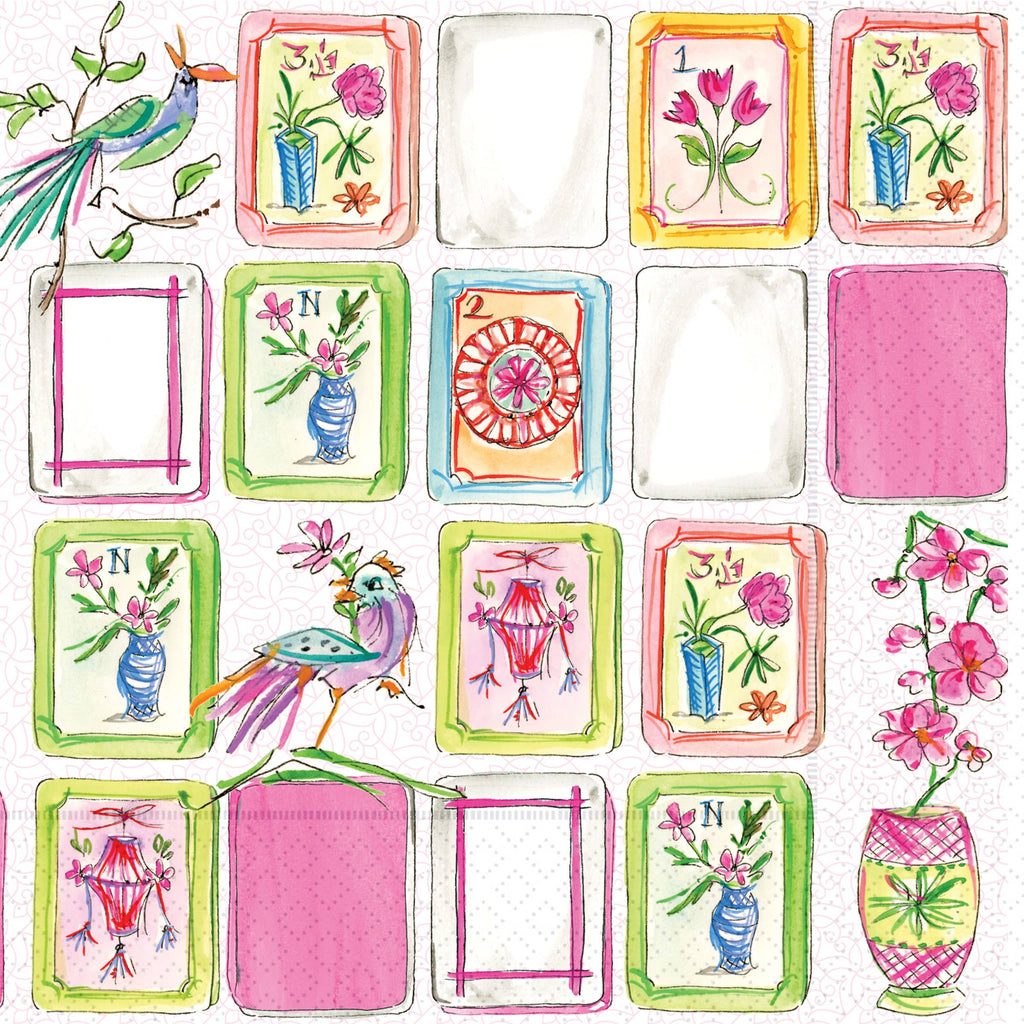 Paper Cocktail Napkins 20 Ct Mahjong Pink Rosanne Beck - Boston International