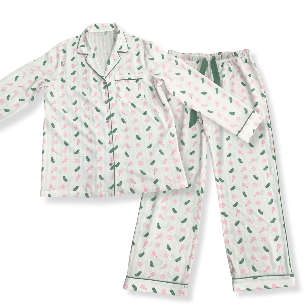 Fresh Pickle - Pickleball Pajama Set: Pink Long Set, M - Home 2 Court
