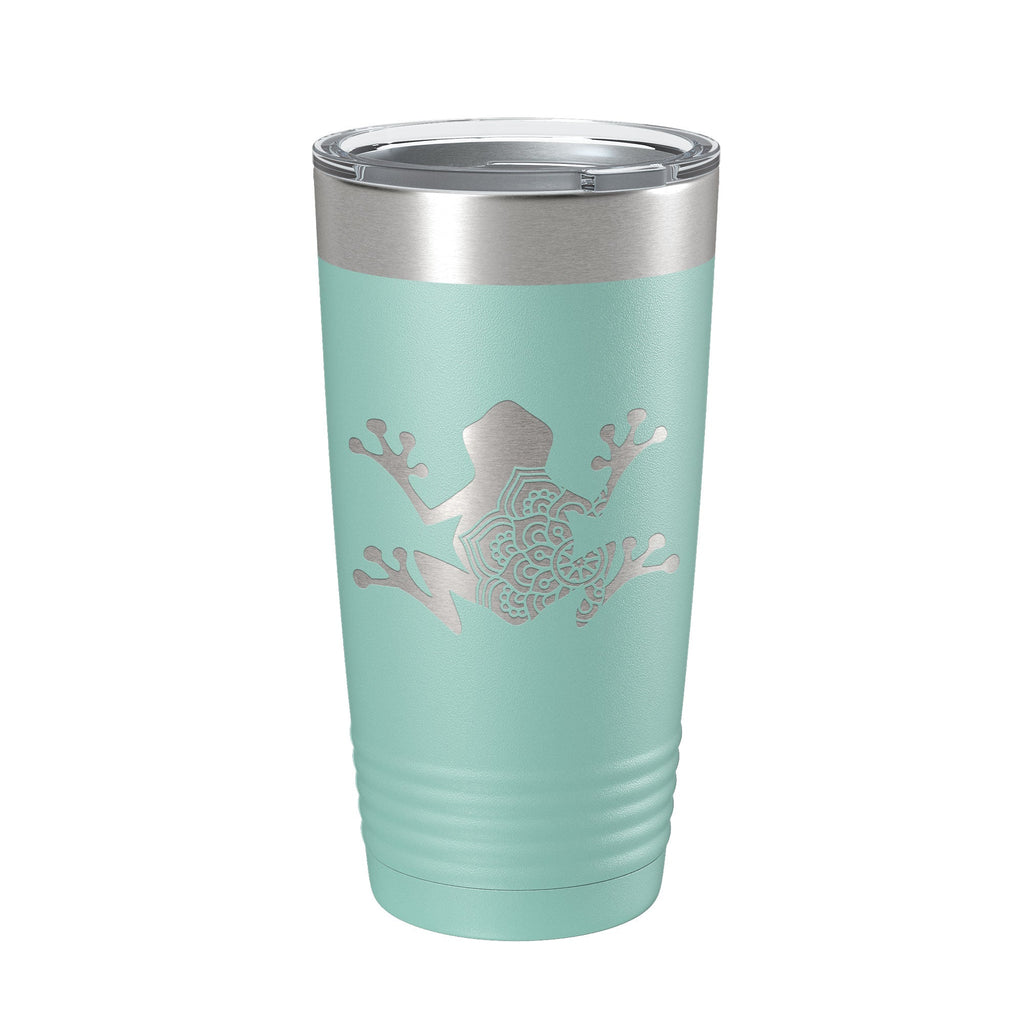 Frog Mandala Tumbler Travel Mug Insulated Laser Engraved Coffee Cup Frog Zentangle Pattern Design Gift 20 oz - Home 2 Court