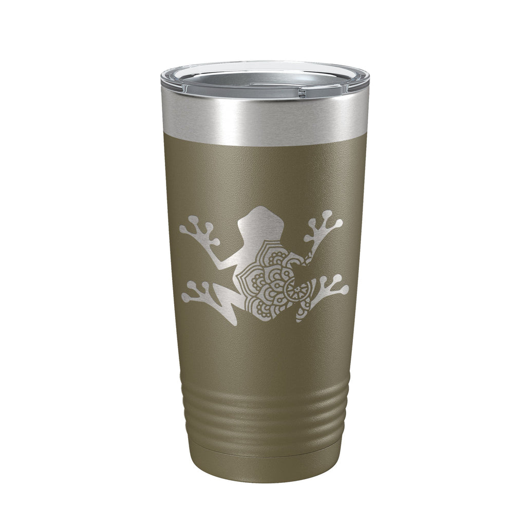 Frog Mandala Tumbler Travel Mug Insulated Laser Engraved Coffee Cup Frog Zentangle Pattern Design Gift 20 oz - Home 2 Court