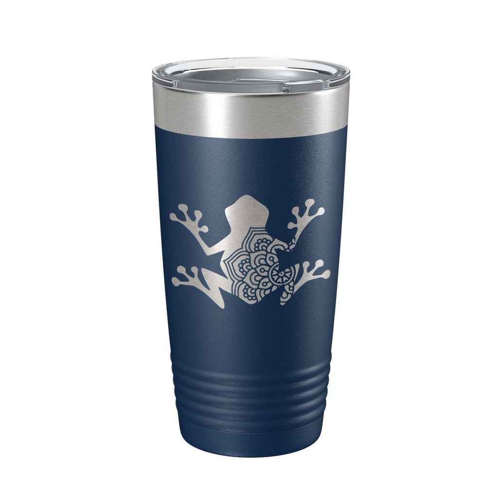 Frog Mandala Tumbler Travel Mug Insulated Laser Engraved Coffee Cup Frog Zentangle Pattern Design Gift 20 oz - Home 2 Court