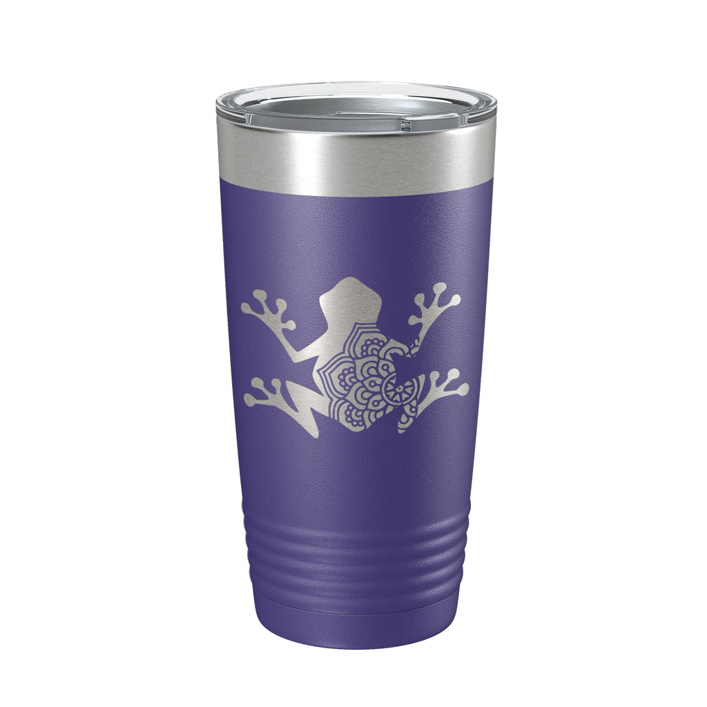 Frog Mandala Tumbler Travel Mug Insulated Laser Engraved Coffee Cup Frog Zentangle Pattern Design Gift 20 oz - Home 2 Court