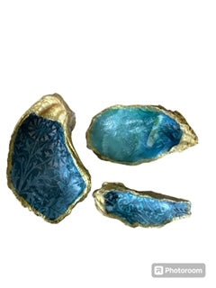 Gold Oyster Shell Trinket Dish - Blue patterns - Large - Home 2 Court