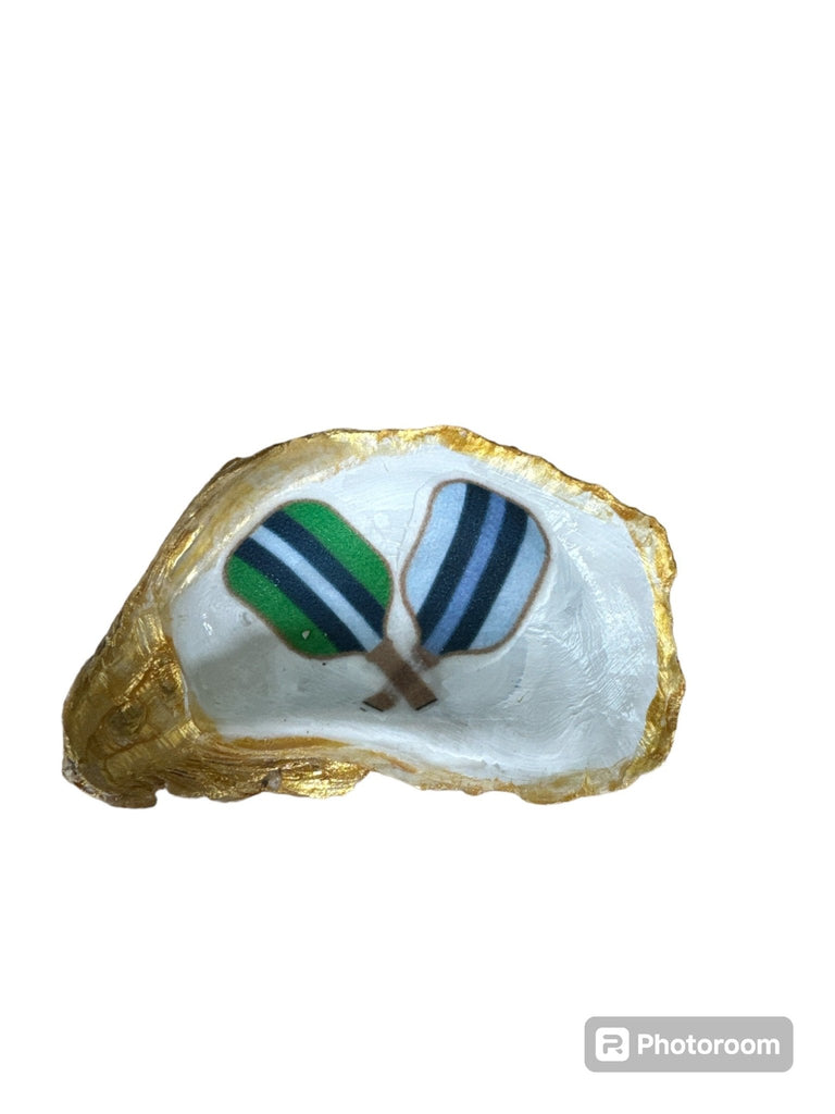 Gold Oyster Shell with Blue & Green Pickleball Paddles - Medium - Home 2 Court