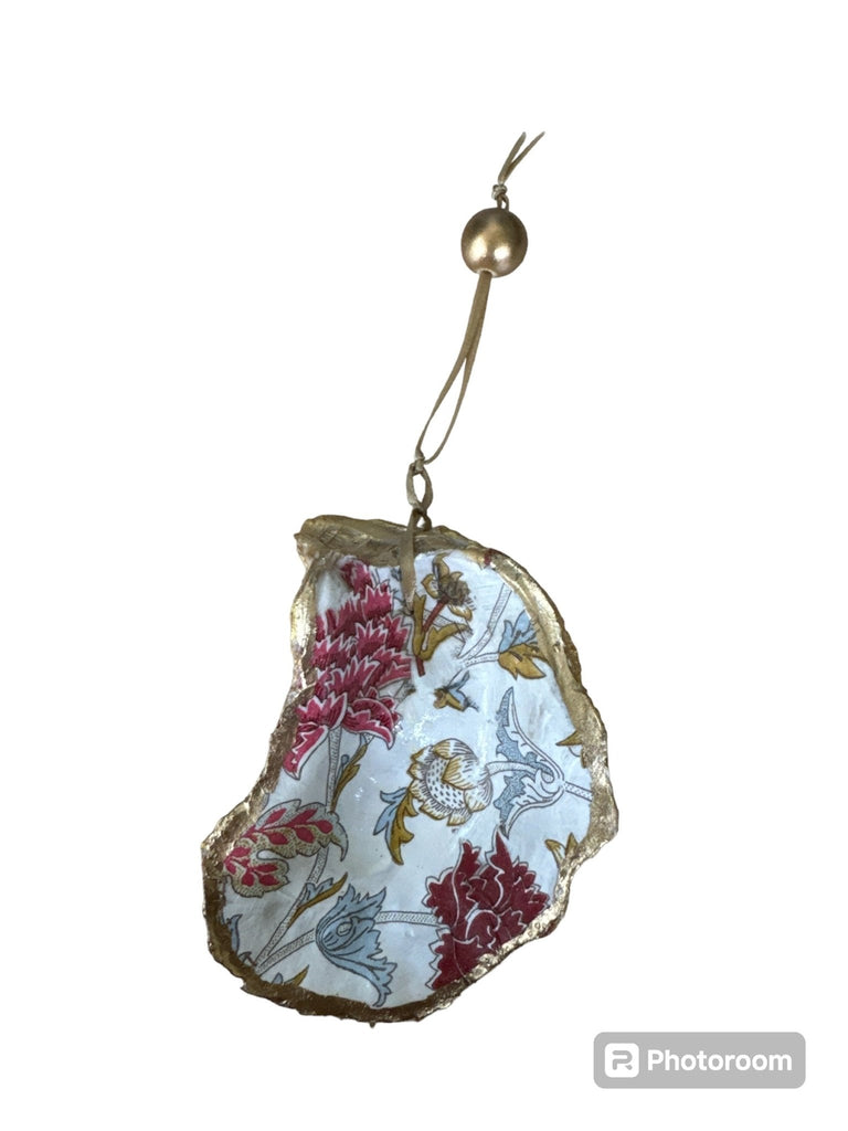 Gold Oyster Shells by Marigold Creations - Hanging Ornament - red,blue, gold flowers - Home 2 Court