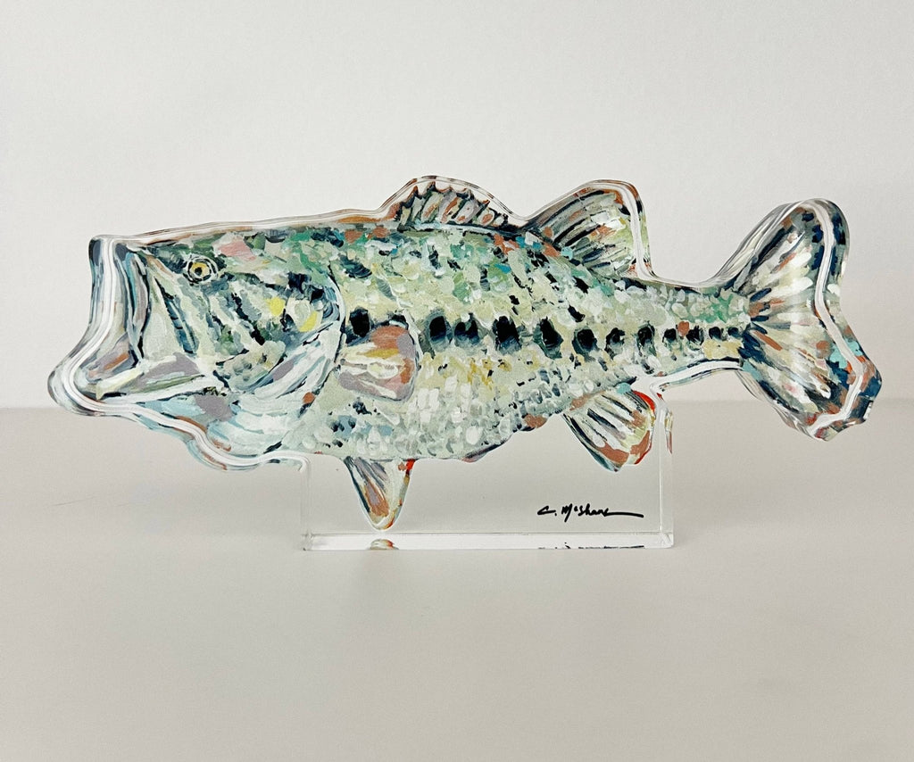 "Gone Fishin" bass acrylic WHOLESALE - Chelsea McShane Art - Home 2 Court