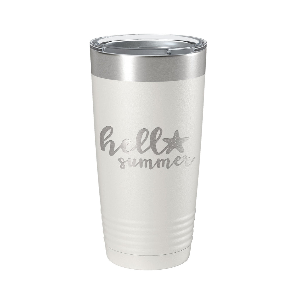Hello Summer Tumbler Travel Mug Insulated Laser Engraved Coffee Cup 20 oz - Home 2 Court