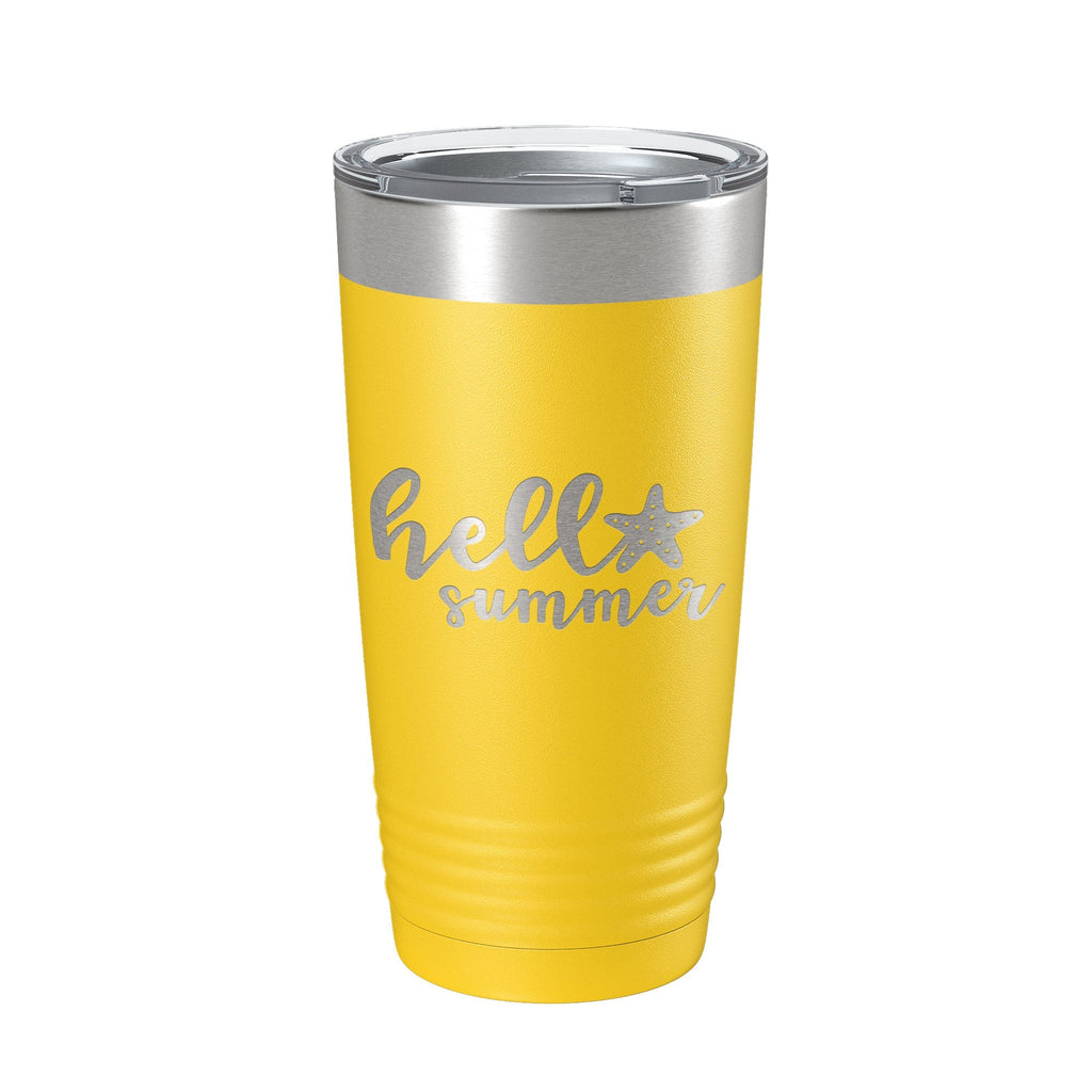 Hello Summer Tumbler Travel Mug Insulated Laser Engraved Coffee Cup 20 oz - Home 2 Court