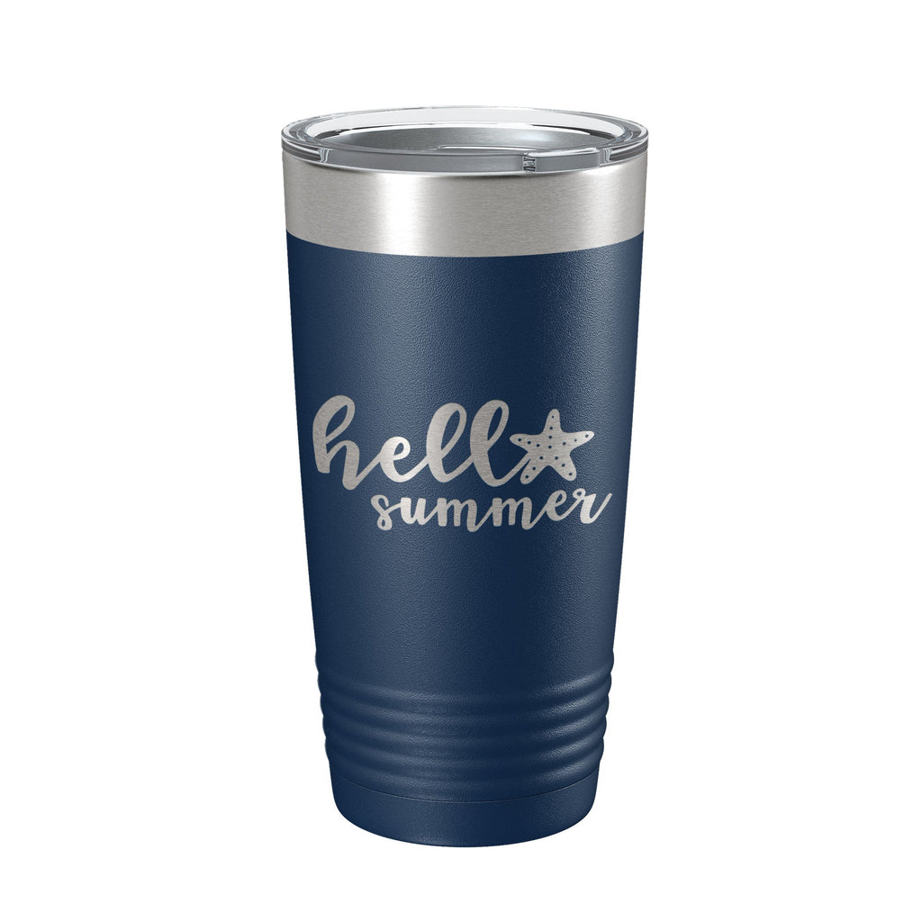 Hello Summer Tumbler Travel Mug Insulated Laser Engraved Coffee Cup 20 oz - Home 2 Court