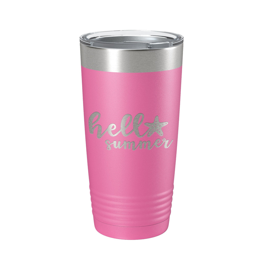 Hello Summer Tumbler Travel Mug Insulated Laser Engraved Coffee Cup 20 oz - Home 2 Court