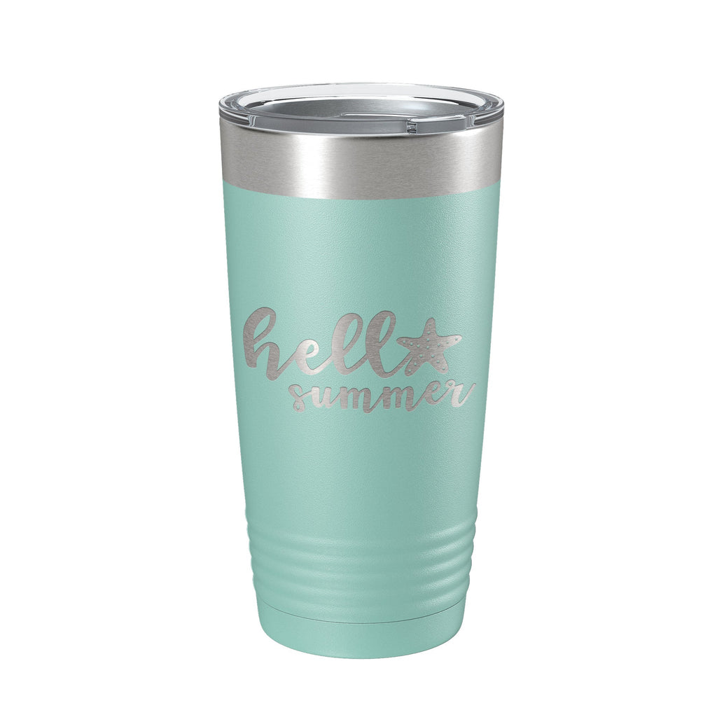 Hello Summer Tumbler Travel Mug Insulated Laser Engraved Coffee Cup 20 oz - Home 2 Court