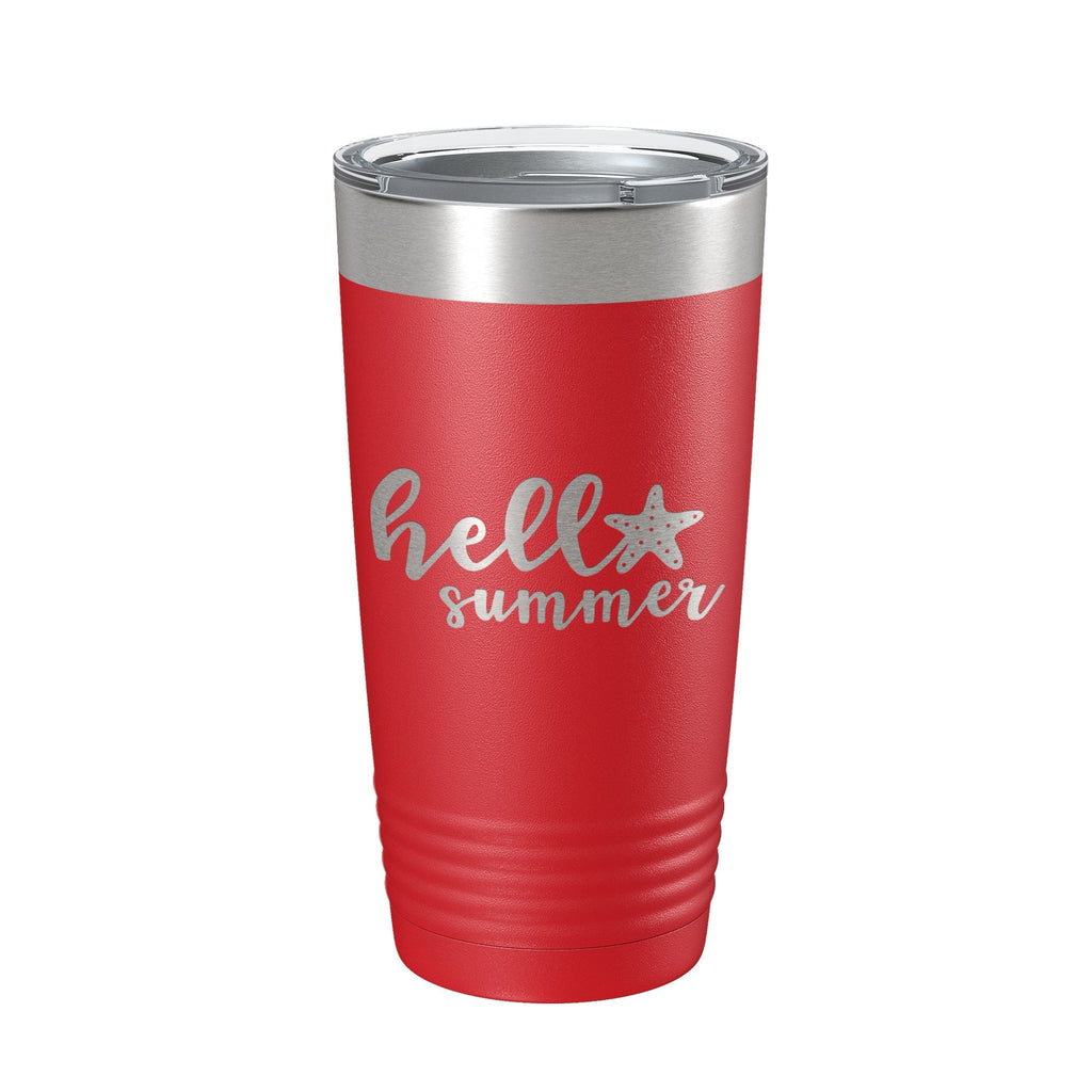 Hello Summer Tumbler Travel Mug Insulated Laser Engraved Coffee Cup 20 oz - Home 2 Court