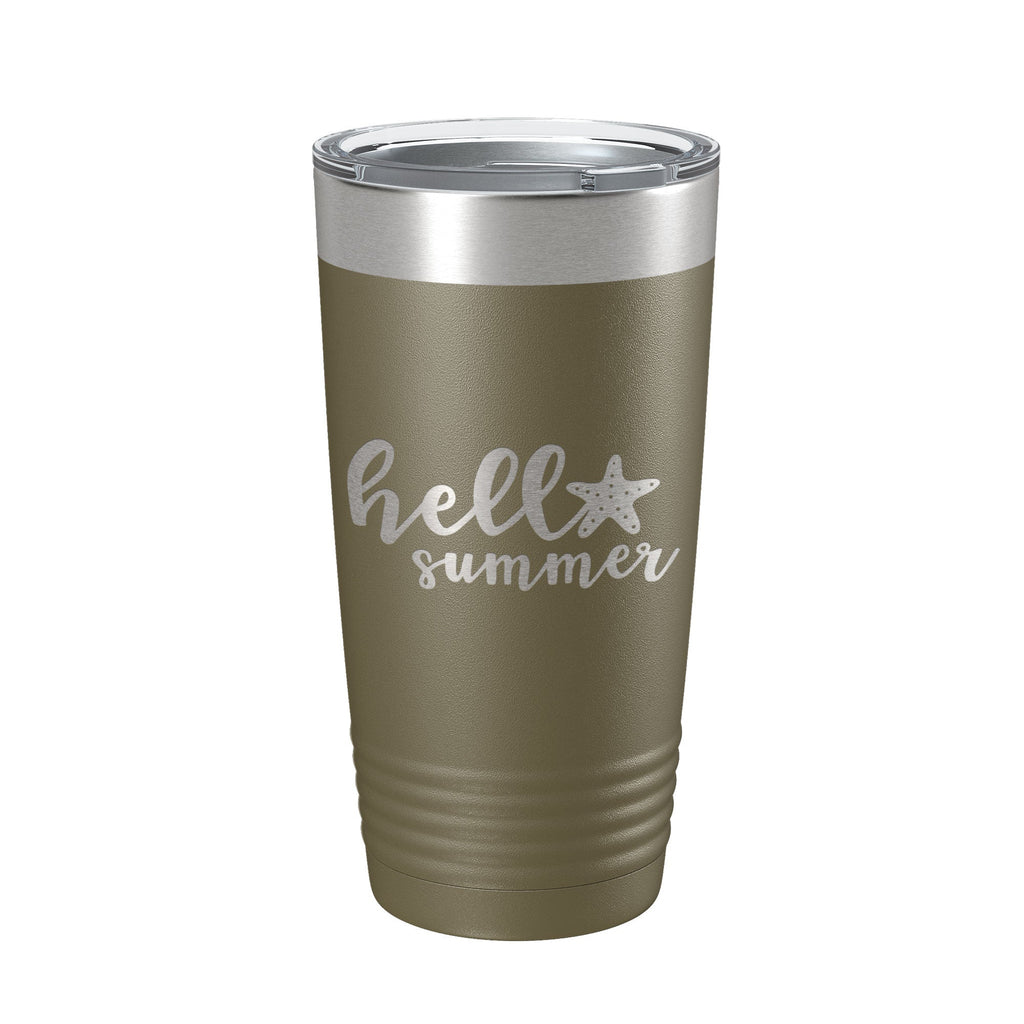 Hello Summer Tumbler Travel Mug Insulated Laser Engraved Coffee Cup 20 oz - Home 2 Court