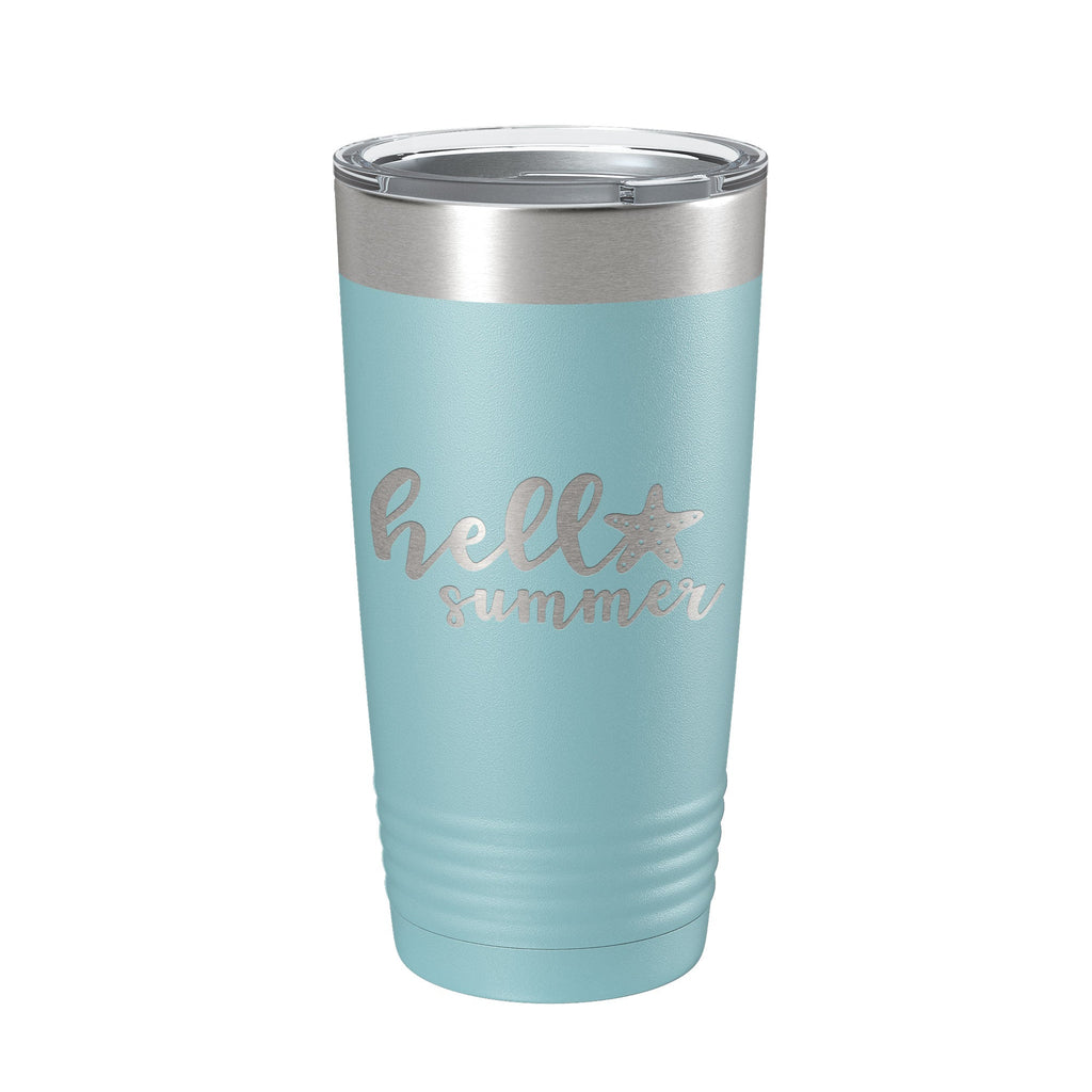 Hello Summer Tumbler Travel Mug Insulated Laser Engraved Coffee Cup 20 oz - Home 2 Court