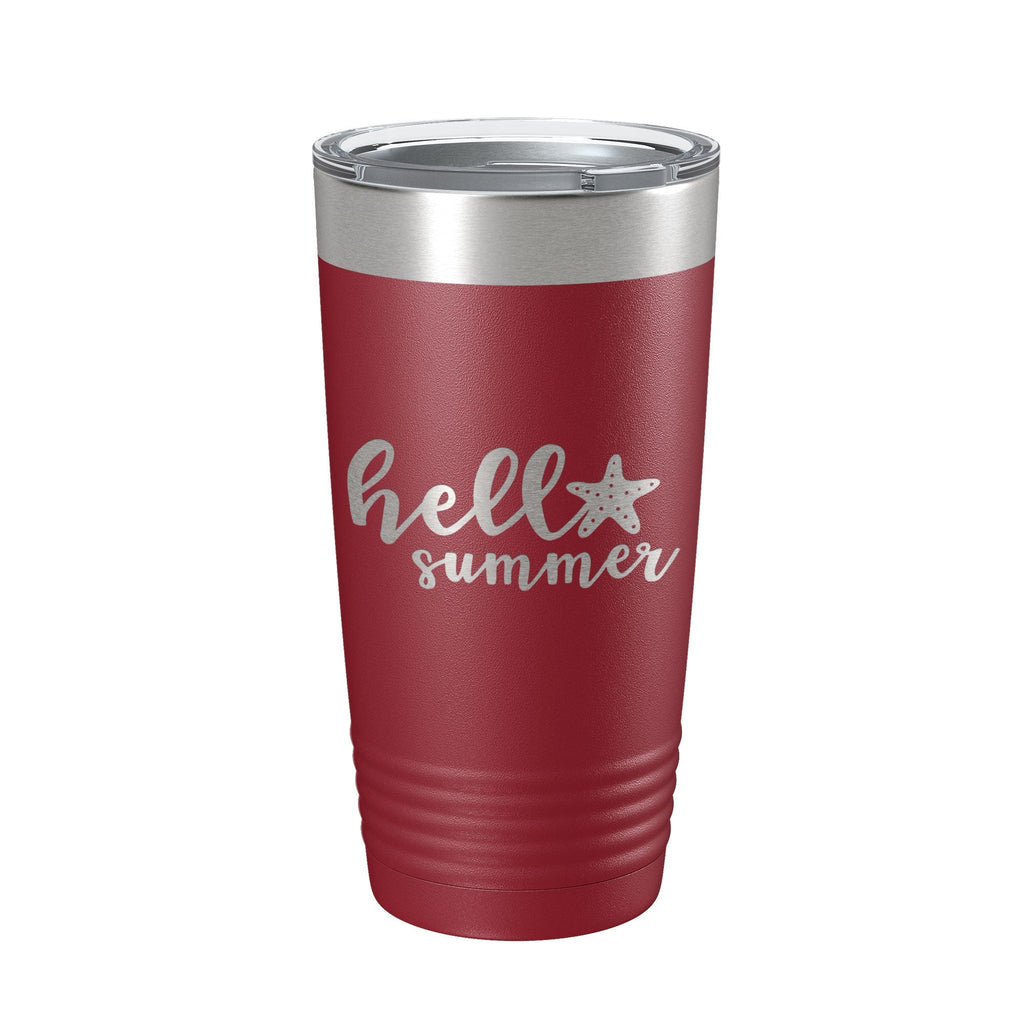 Hello Summer Tumbler Travel Mug Insulated Laser Engraved Coffee Cup 20 oz - Home 2 Court
