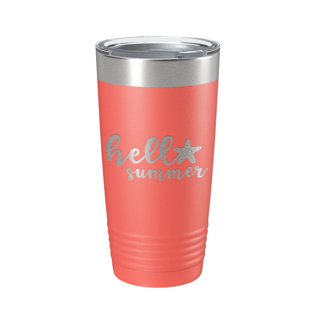 Hello Summer Tumbler Travel Mug Insulated Laser Engraved Coffee Cup 20 oz - Home 2 Court