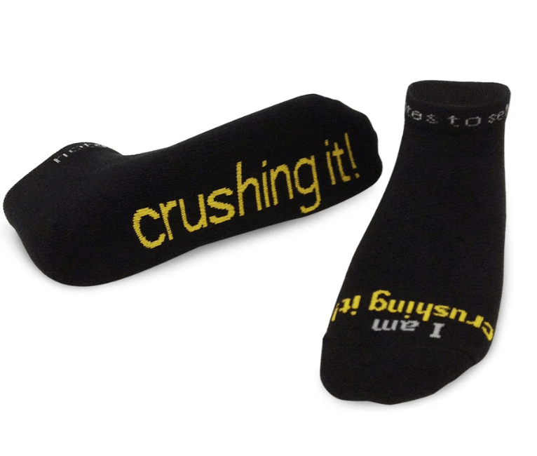 I Am Crushing It Socks - BLK w/ yellow – Notes to Self - Home 2 Court