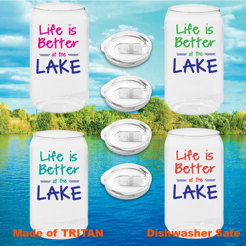 LAKE Set of 4 Tritan Unbreakable Can Cups with Lids - Wine - Oh! - Home 2 Court