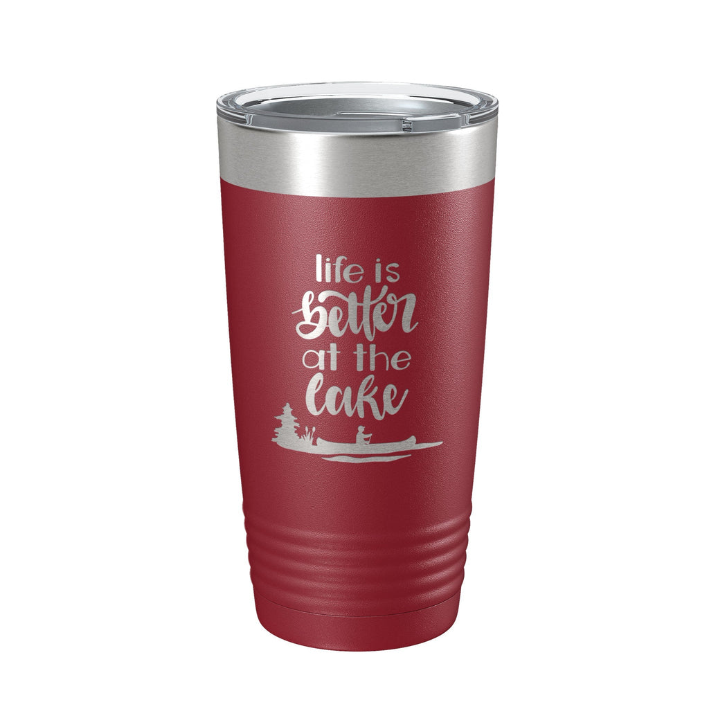 Life is Better at the Lake Lake Life Tumbler Travel Mug Insulated Laser Engraved Coffee Cup 20 oz - Home 2 Court