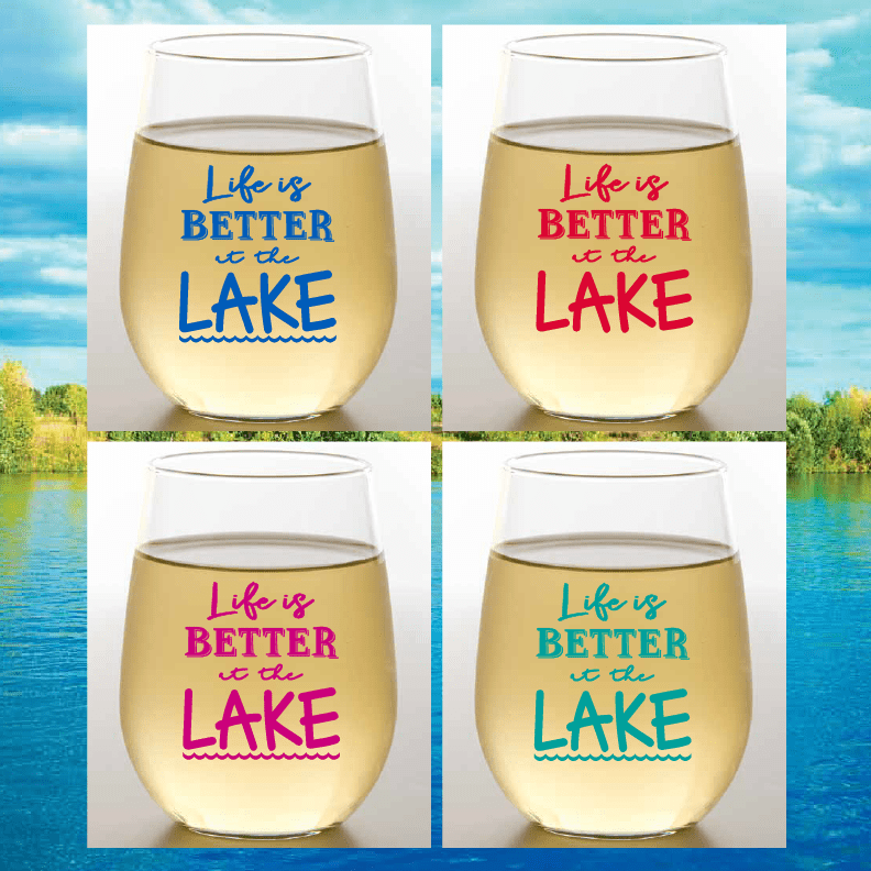 LIFE IS BETTER AT THE LAKE Shatterproof Wine Glasses: 2pk - Wine - Oh! - Home 2 Court