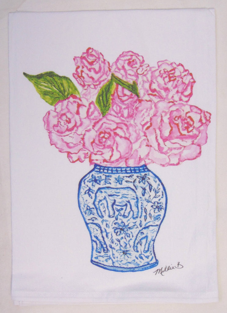 Limited Edition Ginger Jar Roses White Flour Sack Towel - Lowcountry Linens - Home 2 Court