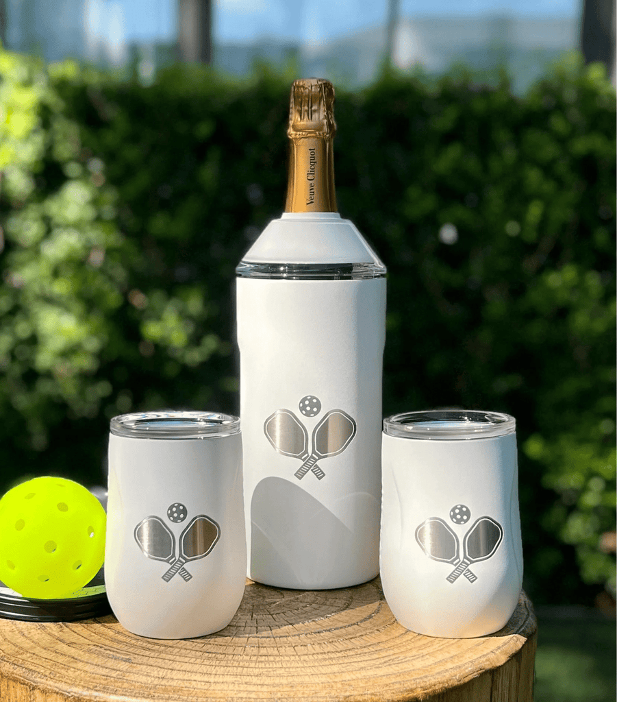 Limited Edition Pickleball Wine Set In White - Home 2 Court