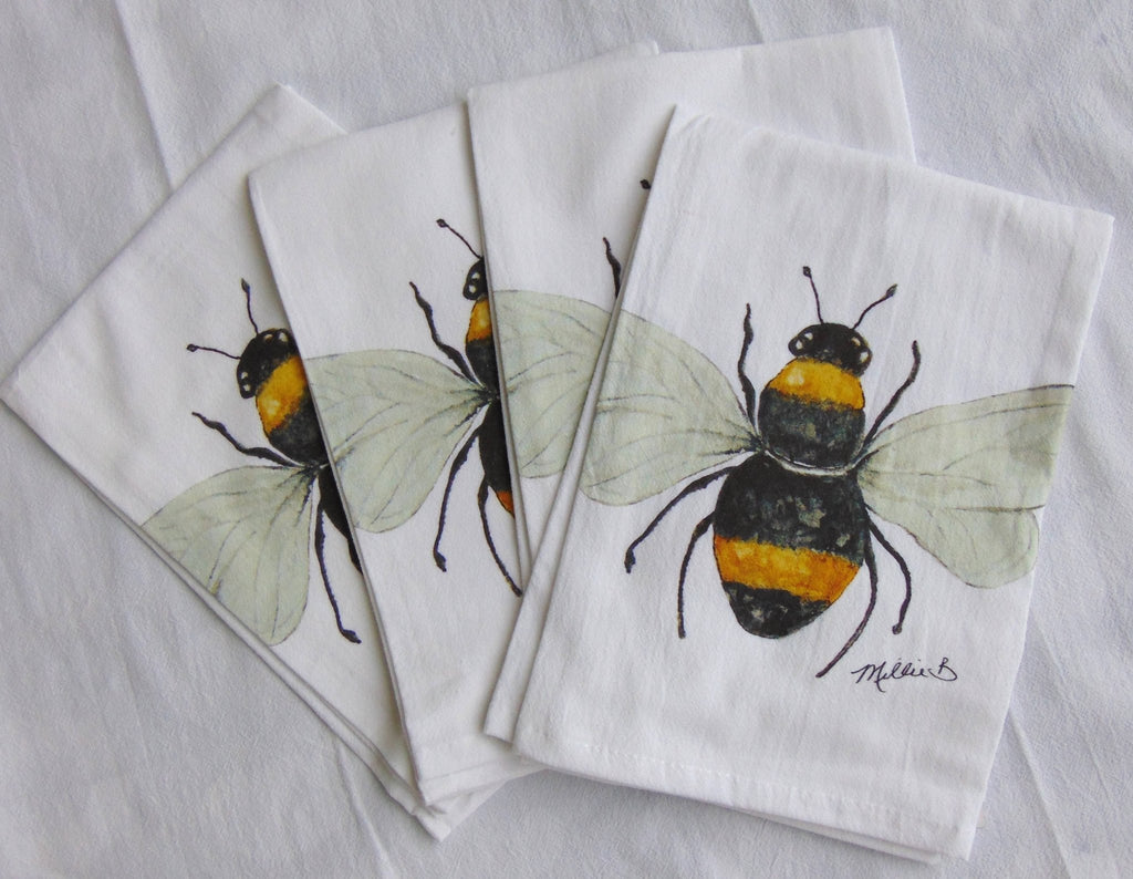 Limited Edition Watercolor Bee Flour Sack Napkins - Lowcountry Linens - Home 2 Court