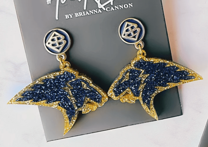 Lions Logo Earrings - Crystal Blue - Brianna Cannon - Home 2 Court