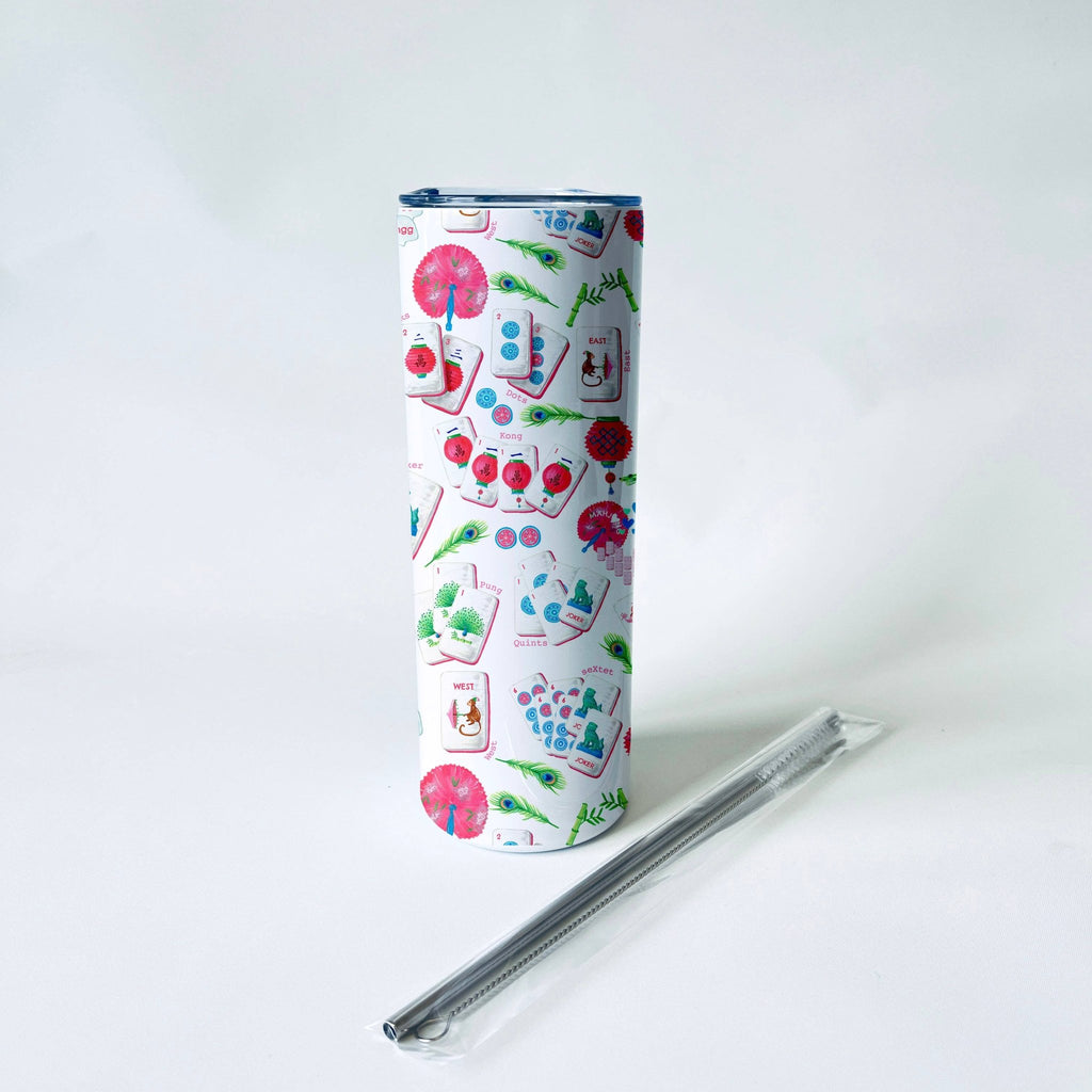 Mahjong Alphabet Pattern Tumbler 20 oz - Dishique - Home 2 Court