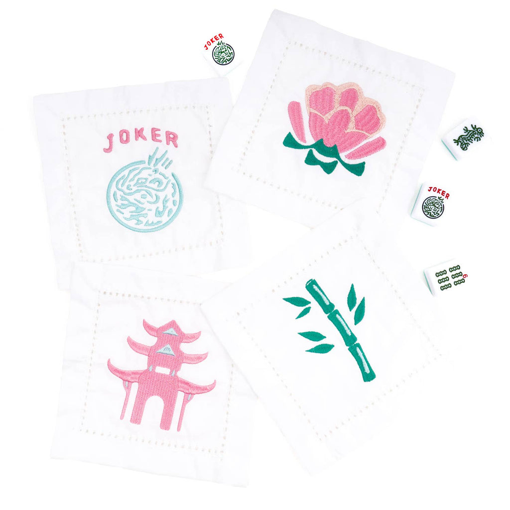 Mahjong Embroidered Cocktail Napkin Set - 8 Oak Lane - Home 2 Court