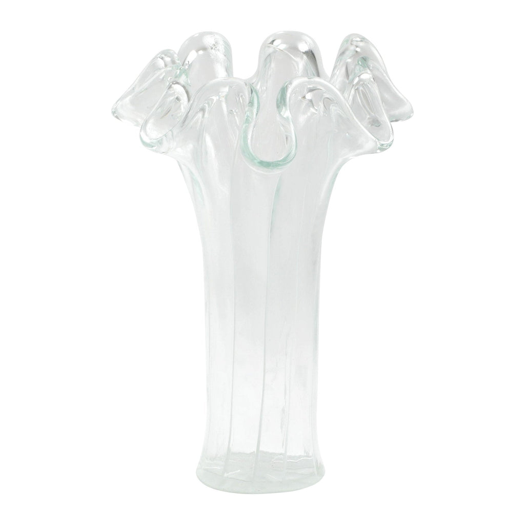 Onda Glass Clear with White Lines Tall Vase - Home 2 Court