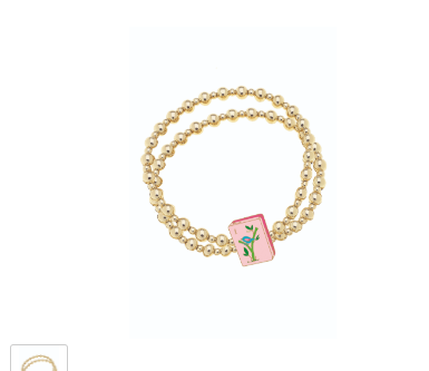Mahjong 2-Row Ball Bead Stretch Bracelet in Shiny