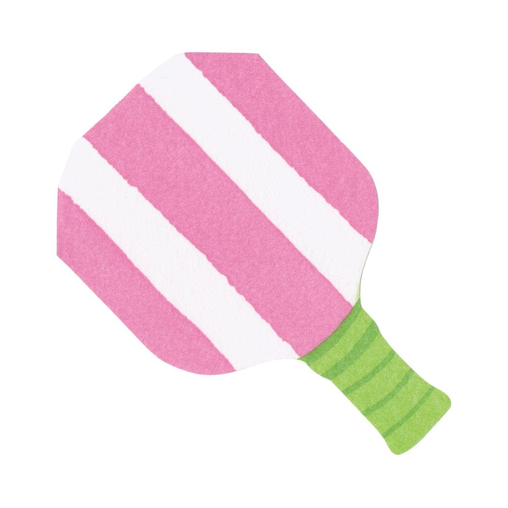 Pickleball Paddle Pink/Lime Paper Linen Die Cut Napkin -CASPARI