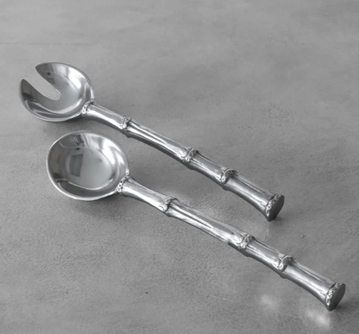 Bamboo Salad Servers - Gunmetal - Beatriz Ball