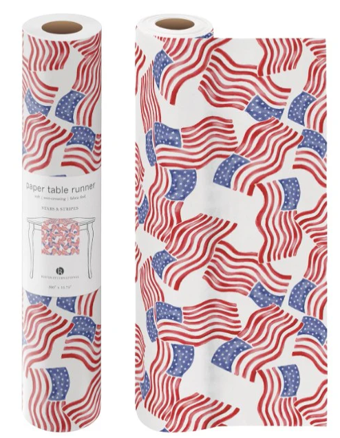 Paper Disposable Table Runner - Stars & Stripes -Boston International