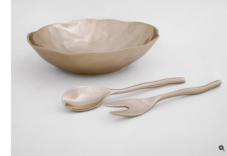 Modern Shiny Gold Small Salad Servers by Beatriz Ball