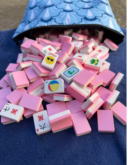 Travel Mahjong Floating  Tiles - Pool Silk Pink  Spools