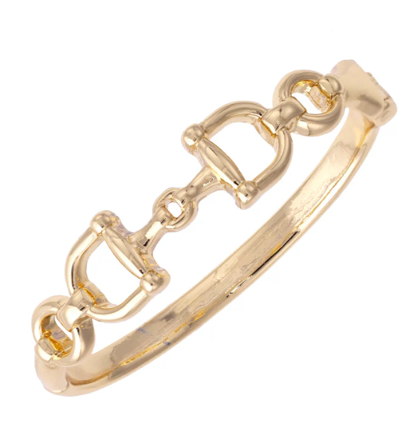 Cinnamon Horsebit Hinge Bangle - GD - Canvas Style